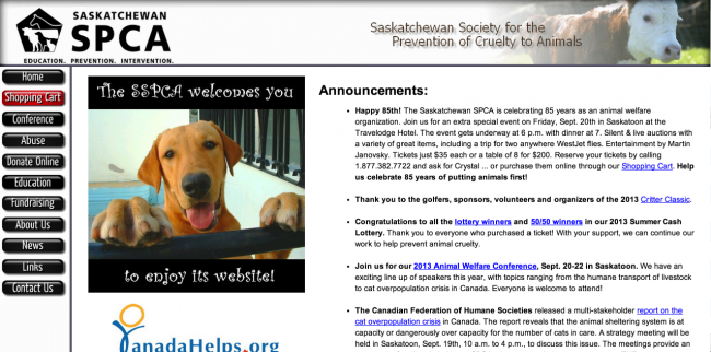 Old website design sspca